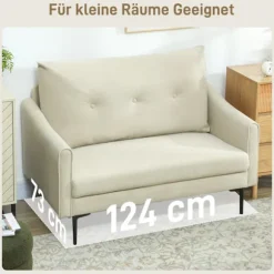 2-personers sofa, skumhynde, stofbetræk, cremehvid