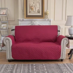 2-personers sofaovertræk, Vandtæt sofaovertræk, Universelt sofaovertræk, Anti-skrid katte- og hundekradsebeskyttelse, Bourgogne Vinrød-FA- Wine red Double | Fyndiq