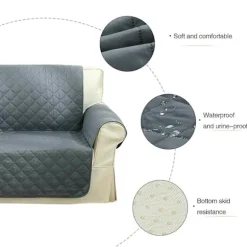 Pet Sofa 1/2/3 Personers Betræk Quiltet Overtræk Vaskbart Betræk Sofa Beskytter 3 Seater Grey