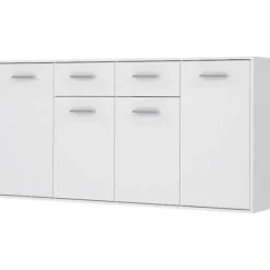 PILVI lav skænk - 4 låger og 2 skuffer - Mat hvid - L 162,3 x D 34,2 x H 88,1 cm Matt vit