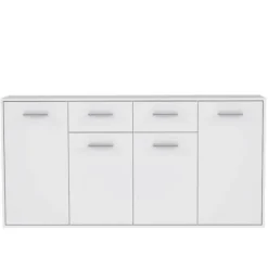 PILVI lav skænk - 4 låger og 2 skuffer - Mat hvid - L 162,3 x D 34,2 x H 88,1 cm Matt vit