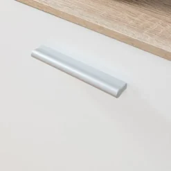 PILVI lav skænk - 2 låger og 4 skuffer - Hvid og Sonoma eg - L 122,6 x D 34,2 x H 81,1 cm Vit / sonoma ek