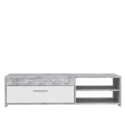 PILVI tv-møbel - Hvid og lys beton - Moderne - L 120 x D 42,1 x H 31,8 cm Vit/ljusgrå betongoptik