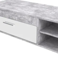 PILVI tv-møbel - Hvid og lys beton - Moderne - L 120 x D 42,1 x H 31,8 cm Vit/ljusgrå betongoptik