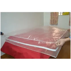 Plastik madrasbeskyttelsesbetræk med praktisk lynlås, vandtæt og rivefast opbevaringspose til flytning, opbevaring og transport (150x200x25cm) KLB