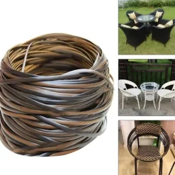 Plastik Rattan - 32m - Rattan Reparationsmateriale - Høj Styrke - Reparationssæt til Havestole - Rattan Møbelreparation - Brun_xx