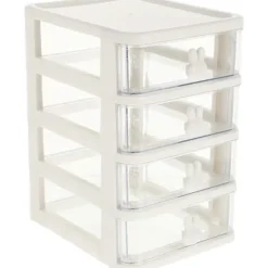 Plastikopbevaringsskuffe, 21X17cm 4 lag Multifunktionelt skrivebordsopbevaringsskab Opbevaringsbeholdere med skuffer Mini skuffeorganisator til hjemmet, kontoret White | Fyndiq