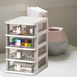 Plastikopbevaringsskuffe, 21X17cm 4 lag Multifunktionelt skrivebordsopbevaringsskab Opbevaringsbeholdere med skuffer Mini skuffeorganisator til hjemmet, kontoret White | Fyndiq