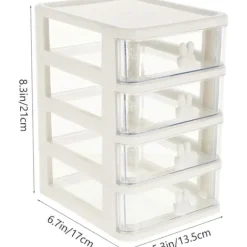 Plastikopbevaringsskuffe, 21X17cm 4 lag Multifunktionelt skrivebordsopbevaringsskab Opbevaringsbeholdere med skuffer Mini skuffeorganisator til hjemmet, kontoret White | Fyndiq