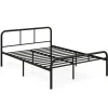 Platform sengestel i metal med sengegavl og fodgærde, 140x190 cm