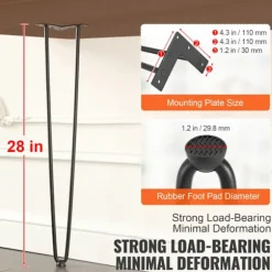 Pæle til bord i hårnåle - DUOKU - 711 mm - Metal - 4 stk. - Belastning 226,8 kg