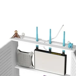 {PL}Trådløs Wifi Router Opbevaringskasser Trækasse Kabel Strøm Plus Trådfæste Væghængt Stik White