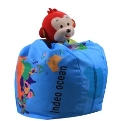 Plush legetøjsbold opbevaringspose Fodbold Basketball baseball Rugby bønnepose (Verdenskortet 26 tommer)