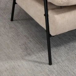 Polstret lænestol med fodskammel, lænestol med lænefunktion, polstret stol, hynde, tv-lænestol, 68 x 91,5 x 88 cm, beige