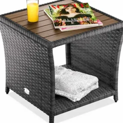 Polyrattan sidebord grå 45x45x40cm