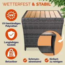 Polyrattan sidebord grå 45x45x40cm