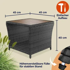 Polyrattan sidebord grå 45x45x40cm