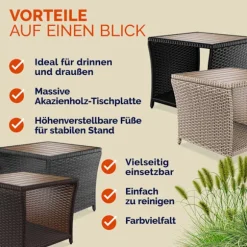 Polyrattan sidebord grå 45x45x40cm