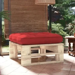 Pouf palet - Maison Exclusive - Imprægneret fyr - Rød pude - 60 x 60 x 25 cm Röd