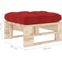 Pouf palet - Maison Exclusive - Imprægneret fyr - Rød pude - 60 x 60 x 25 cm Röd