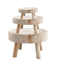 (pow yeah!) Mini Træskammel Display Plantestativ Dekorativt Træ Plantestativ Bonsaiholder til Indendørs Udendørs Hjem Have C
