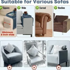 Premium armlænsorganizer med vægtet skridsikkert design, guldkantet bakke holder drikkevarer, fjernbetjening og telefon sikker. Sofa, lænestol, h Blue | Fyndiq