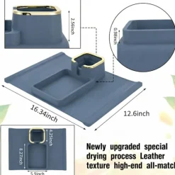 Premium armlænsorganizer med vægtet skridsikkert design, guldkantet bakke holder drikkevarer, fjernbetjening og telefon sikker. Sofa, lænestol, h Blue | Fyndiq
