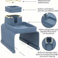 Premium armlænsorganizer med vægtet skridsikkert design, guldkantet bakke holder drikkevarer, fjernbetjening og telefon sikker. Sofa, lænestol, h Blue | Fyndiq