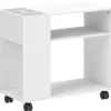 Printerstativ med hylder, hvid, 70 x 34 x 60 cm