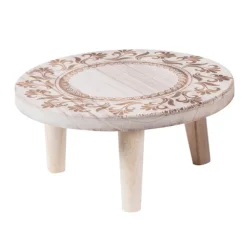 Printet Massivt Træ Skammel Blomsterpotte Stand Rund til Bænk Plante og Sukkulent Blomsterpotte Base Holder Display Stand Skammel
