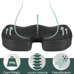 pude Memory foam Ergonomisk sædepude kontor bil 45x35x7cm-WELLNGS