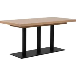 QUADRATO udtrækkeligt spisebord - 8 til 12 personer - Eg og sort melamin - L160-240 x H75 x D80 cm Artisan Ek / Svart