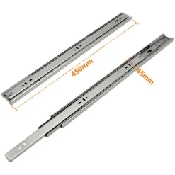 QU-Skuffeskinner med automatisk retur, fuldt udtræk, 45 mm, 450 mm, 2 rum, A