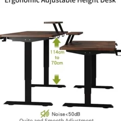Radlove 140 cm elektrisk siddende ståbord med hylde, højdejusterbart skrivebord, stående skrivebord, brun kastanj
