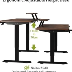 Radlove 160x76cm Elektrisk Højdejusterbart Sidde-Stå-skrivebord-Med automatisk hukommelsesfunktion-hylde, brun farve kastanj
