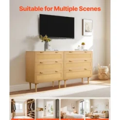 Rattan Kommode - DUOKU - ZD-25TB02 - 3 Skuffer - Naturligt Træ - Boheme Design naturligt trä