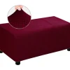 Rød, M Ottoman Slipcover Velvet Fodskammel Betræk Stor Fodstøtte Pouf
