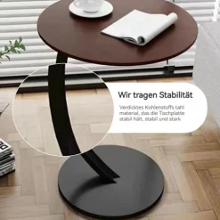 [Rea] Sidebord, C-format Mobilt Sofabord, Laptopbord, Sofabord, Computerbord, 40x60cm, Valnøddeoptik, til Stue