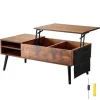 Recliner Kaffebord - DUOKU - Firkantet 39,4 tommer - Brun - 2 Opbevaringslommer - 30 kg Belastning