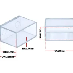 Rektangulære ridsefaste PVC stolben hætter 15x30mm (1,5x3,0cm) Klar 12 stk