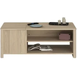 Rektangulært BETTY sofabord - I papirbelagt spånplade - Eg indretning - Klassisk - L110 x H42 x D60 cm Ek