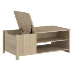 Rektangulært BETTY sofabord - I papirbelagt spånplade - Eg indretning - Klassisk - L110 x H42 x D60 cm Ek