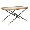 Rektangulært sofabord, glasplade, rattanstel, 70x50x45 cm