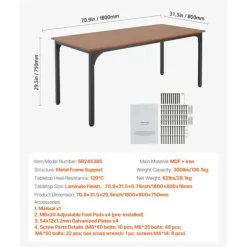 Rektangulært Spisebord - DUOKU - 180 cm - MDF Træ - 6 til 8 Personer - Rustik Møbel