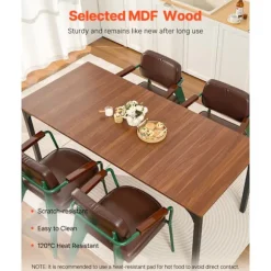 Rektangulært Spisebord - DUOKU - 180 cm - MDF Træ - 6 til 8 Personer - Rustik Møbel
