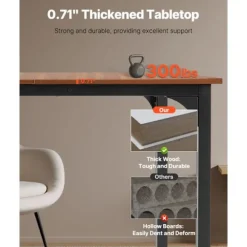 Rektangulært Spisebord - DUOKU - 180 cm - MDF Træ - 6 til 8 Personer - Rustik Møbel