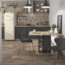 Rektangulært spisebord med 1 dør opbevaring - Eg og sort indretning - OXFORD - L 120 x D 80 x H 75 cm Svart