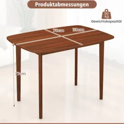 Rektangulært spisebord til 2-4 personer, valnøddefinish, ben i gummitræ