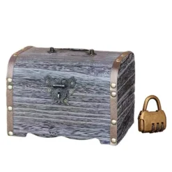 Retro Træmønt Sparegris Vintage Opbevaringsboks med Lås Skattekiste Smykker Armbånd Perle Ring Organizer til Etui -L/for M/SM