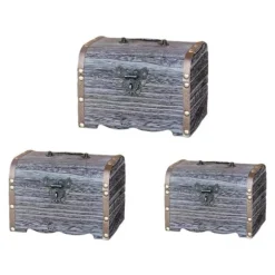 Retro Træmønt Sparegris Vintage Opbevaringsboks med Lås Skattekiste Smykker Armbånd Perle Ring Organizer til Etui -L/for M/SM